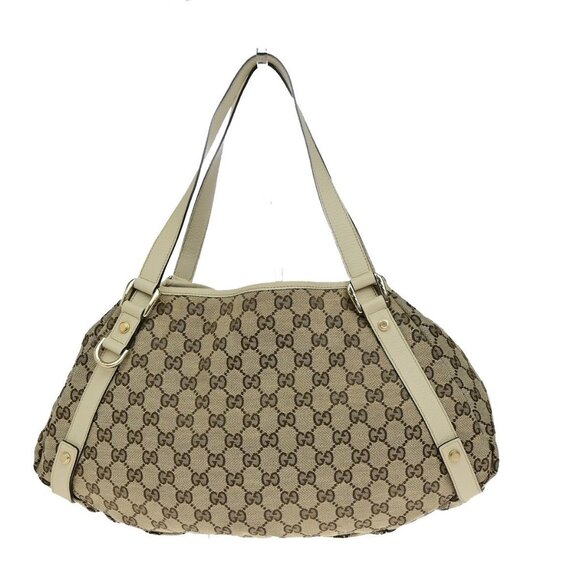 GUCCI Logo Abbey GG Pattern Shoulder Tote Bag Canvas Leather Brown GHW 76YH006 - Picture 1 of 16